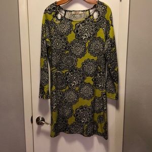 Black and green sweater dress